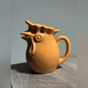 Vintage Ceramic Rooster Creamer Pitcher 5” Italian-Style Glazed Orange